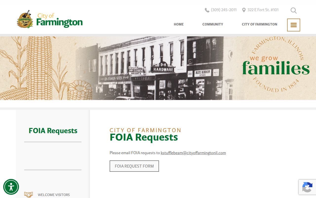 Farmington city FOIA page for Fulton County booking photo requests