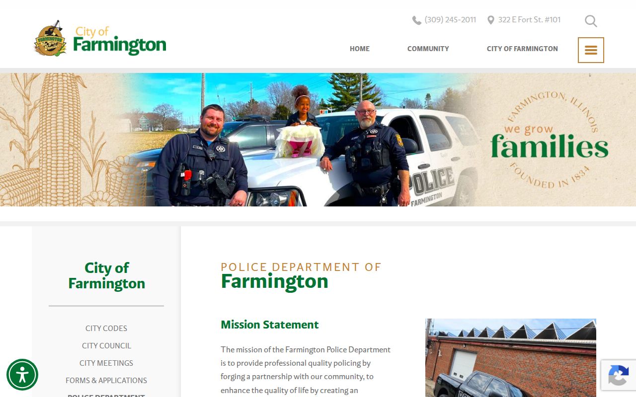 Farmington Police Department page for Fulton County arrest records