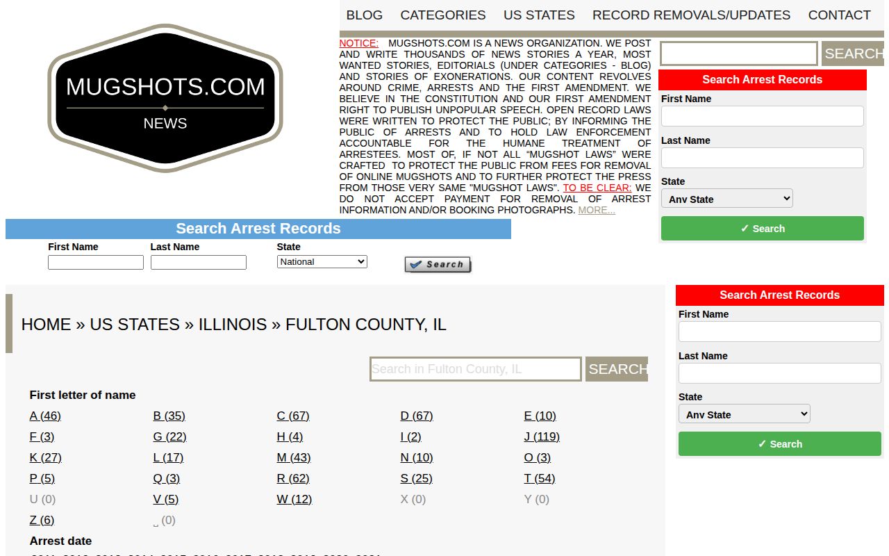 Mugshots.com historical Fulton County Illinois index