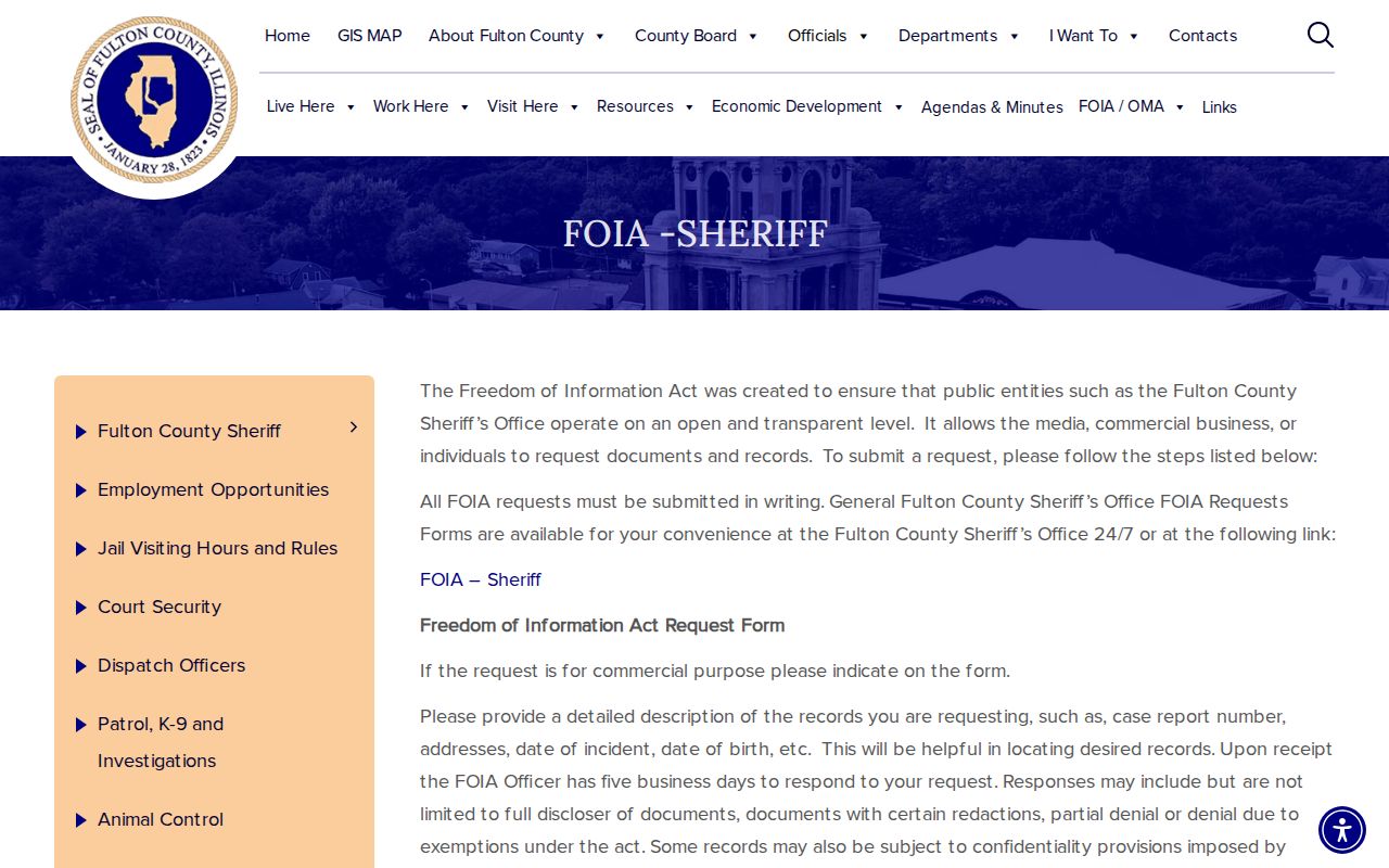 Fulton County Sheriff's Office FOIA page for booking records and photos