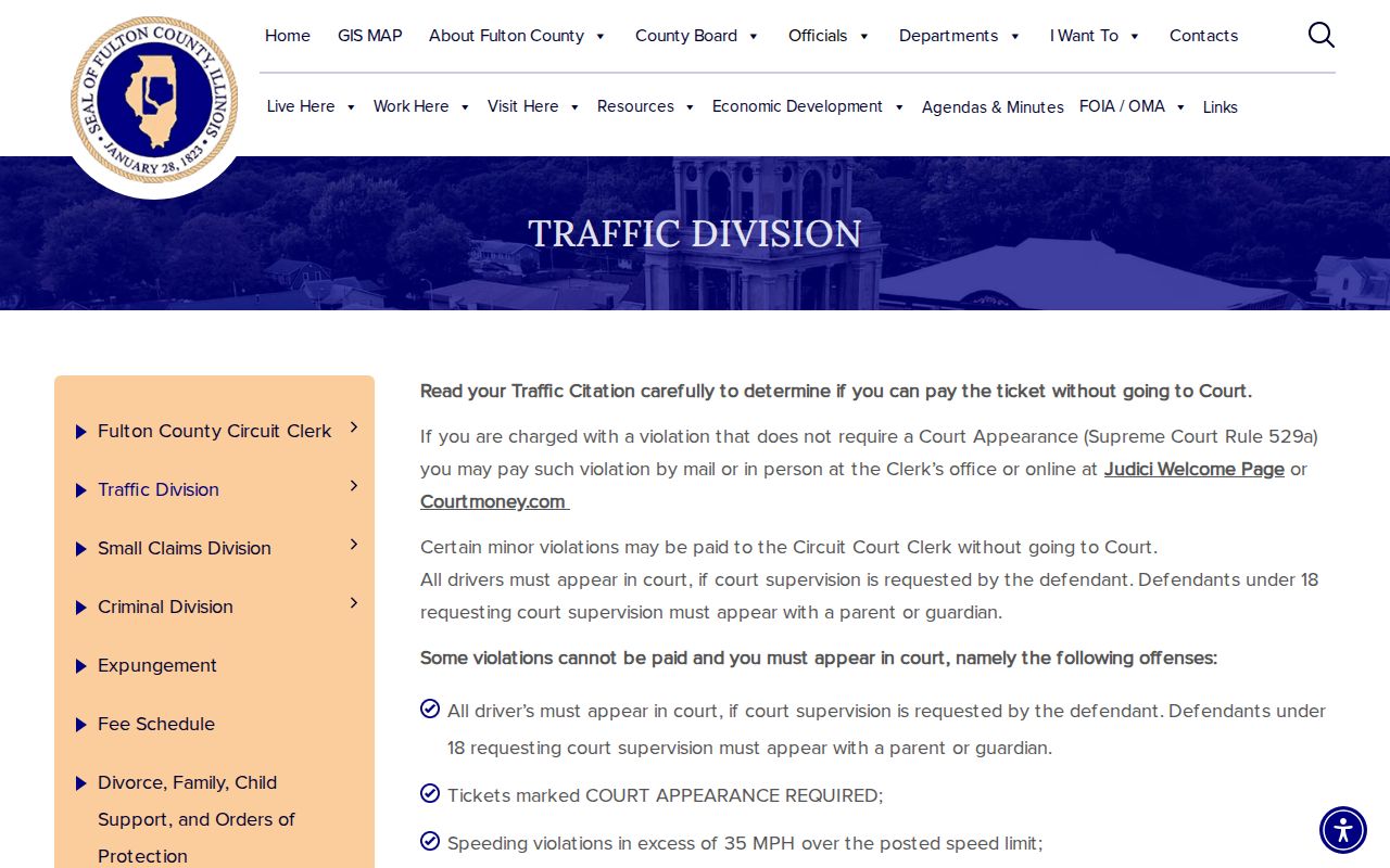 Fulton County Circuit Clerk traffic division warrant caution